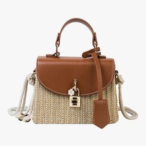 🆕 Straw Square Bag Straw Beach Bags For Women Rattan Purses Straw Crossbody